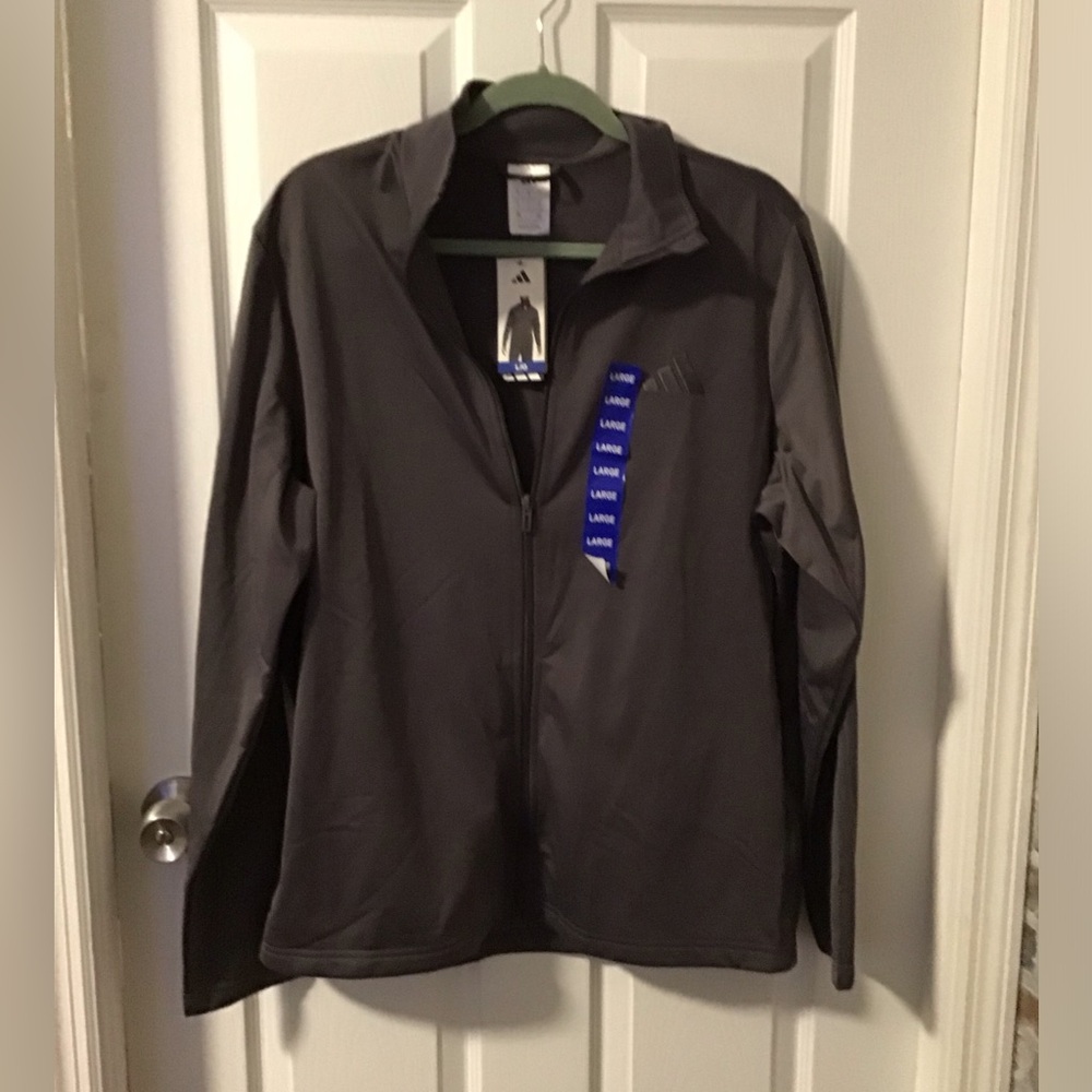 NWT! Adidas Black Jacket with Light Green Trim